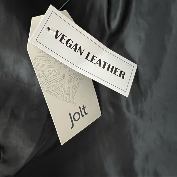 Jolt Emerald Green Drape Front Vegan Leather Jacket - Picture 7 of 7